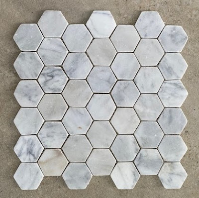 2" x 2" White Carrara Hexagon Marble Mosaic Tile 12 in. x 12 in.