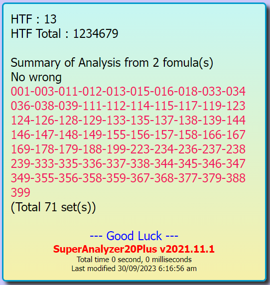 Thai Lottery 3UP Full Sets Update 1-10-2023