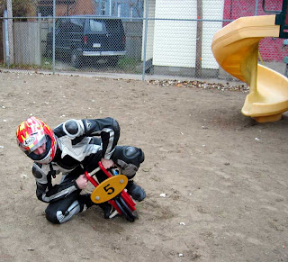 Funny act like moto gp racer