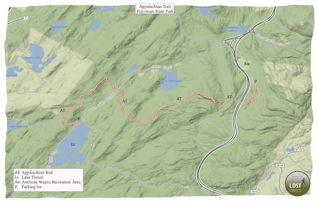 Ruta de la excursión en el Appalachian Trail - Harriman Mountain Stat Park