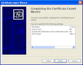 Completing the Certificate Export Wizard