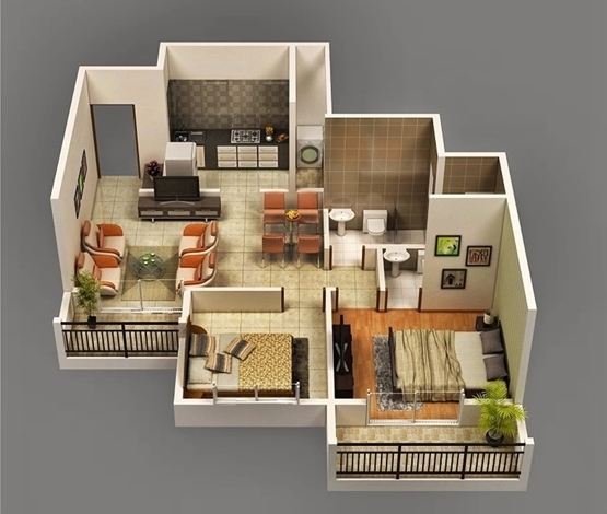  Desain  3D Interior Rumah  Type  36  yang Keren