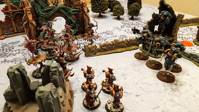 Warhammer 40k battle report - Eternal War -  Scorched Earth - 500 points - Thousand Sons vs Space Wolves