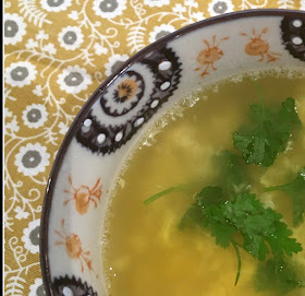 cream colored low calorie soup with herbs