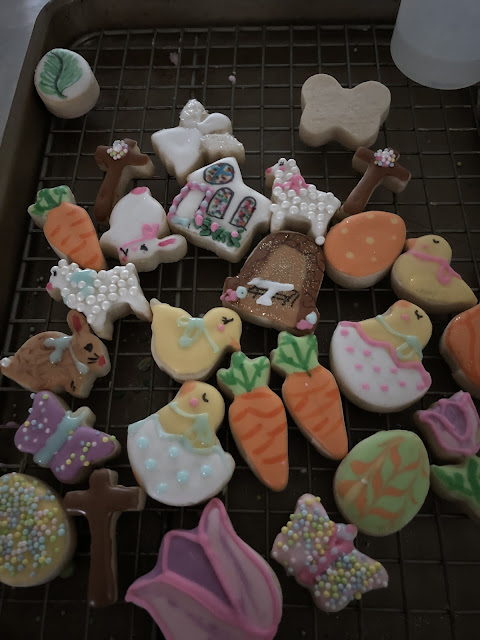 Delightful Mini Easter Decorated Cookies: Bite-Sized Cuteness, Easter cookies, Easter mini cookies, Easter bitesize cookies, cookie decorating blogs, Easter, religious Easter cookies,  cross cookies