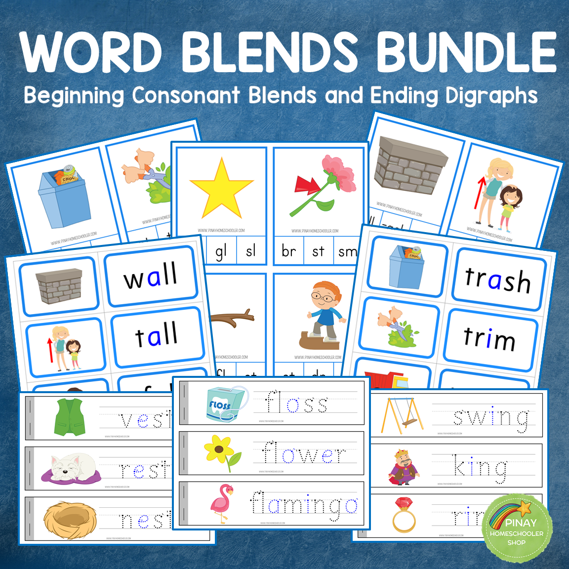 Blue Series: Consonant Blends with Ending Digraphs Learning Material