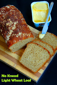 Eggless no knead light wheat loaf, healthy wheat loaf