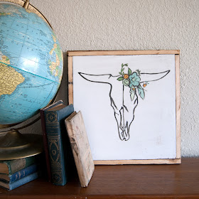 Averie Lane Boutique - Cow head with Flowers - reclaimed wood, vintage books, mason jar