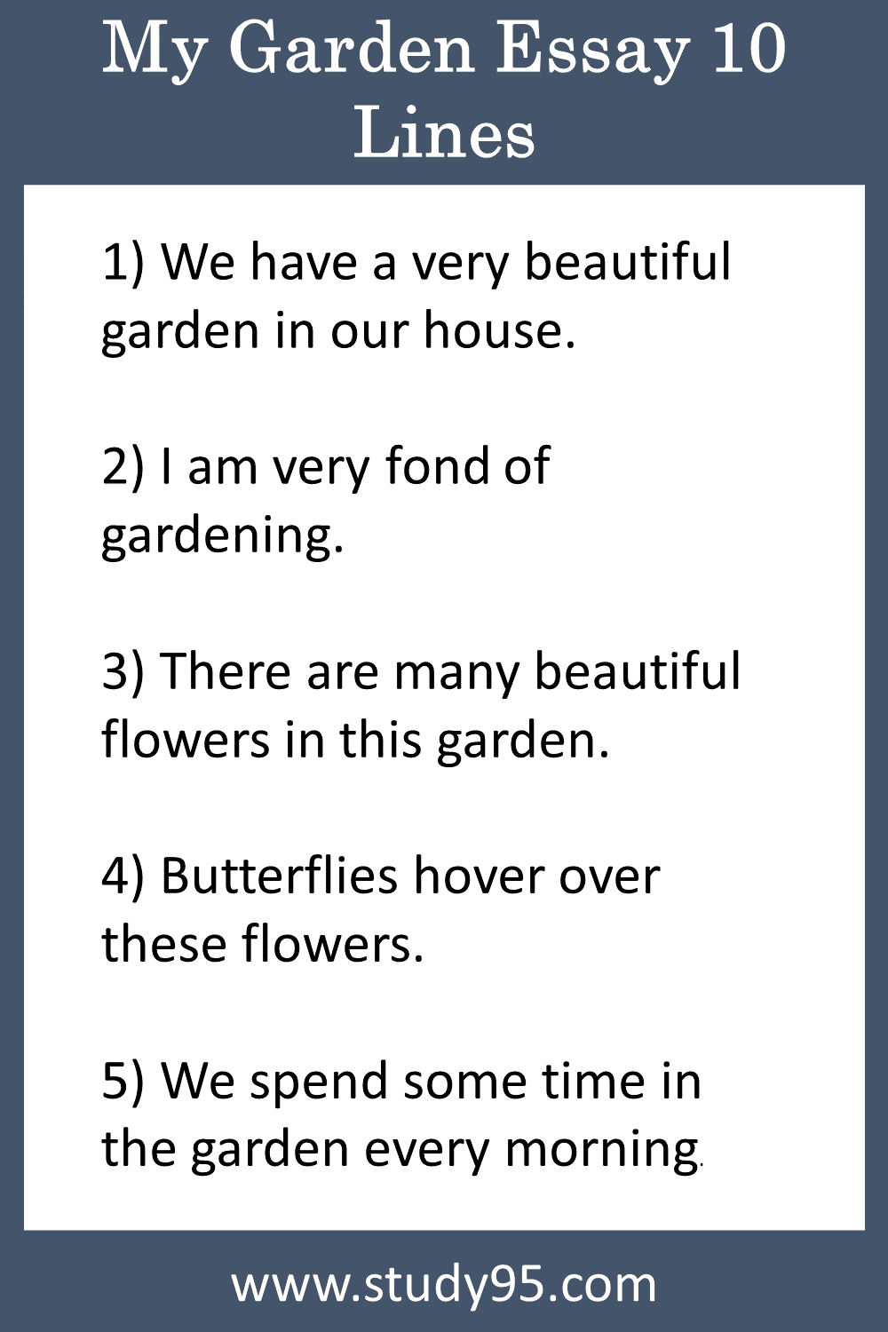 10 Lines on My Garden