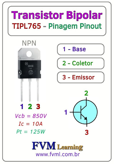 Datasheet-Pinagem-Pinout-transistor-NPN-TIPL765-Características-Substituição-fvml