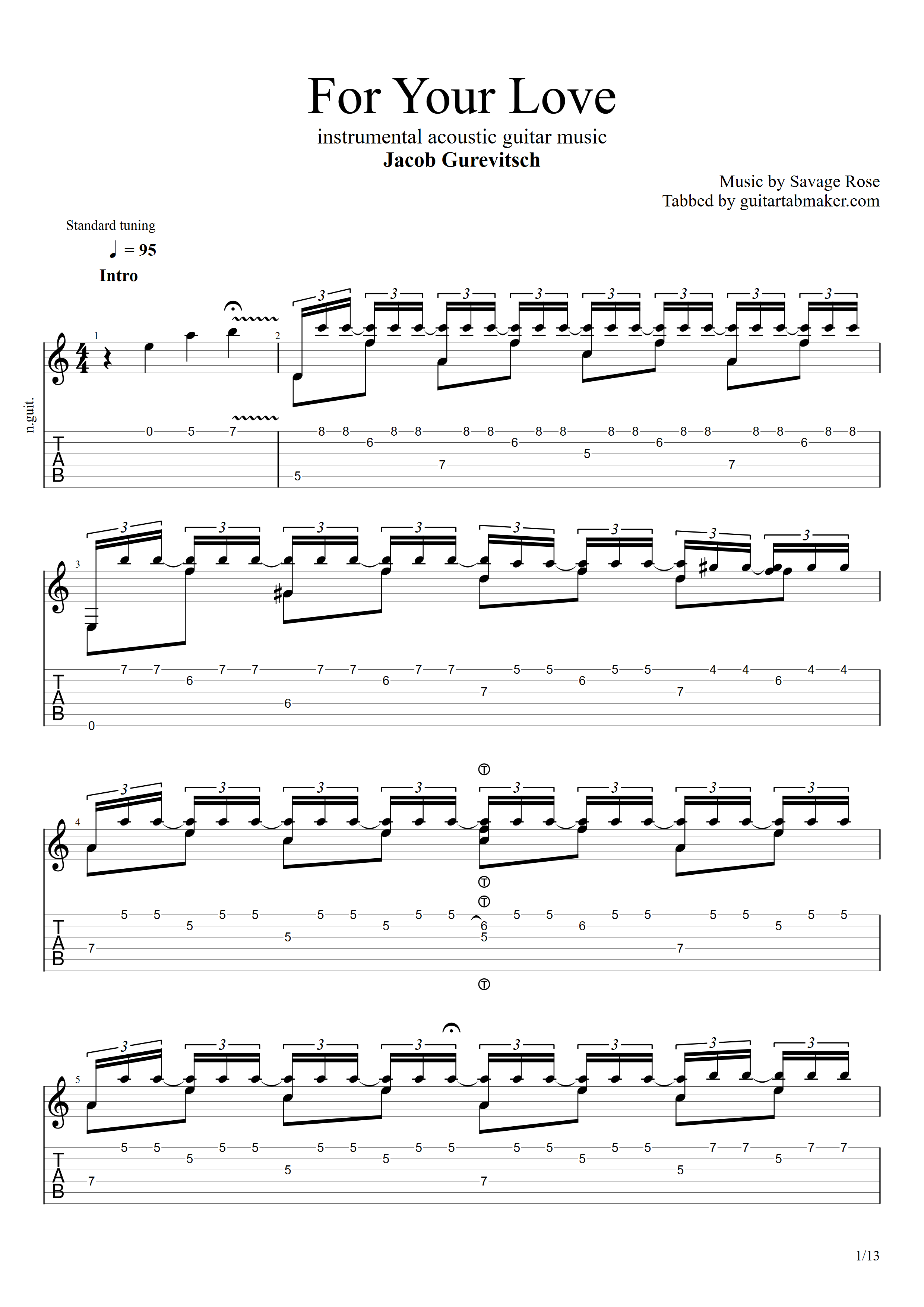 Jacob Gurevitsch - For Your Love guitar TAB
