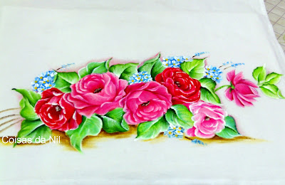 pano de copa com pintura de rosas