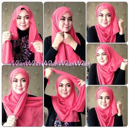 15  Tutorial Hijab Segi Empat untuk Wajah Bulat dan Pipi Tembem Agar Terlihat Cantik