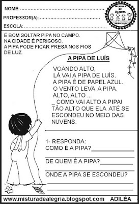 Leitura e interpretação de texto,dia das crianças