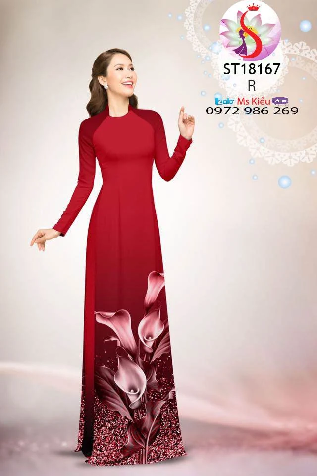 ÁO DÀI 2018👉MẪU ÁO DÀI HOA LOA KÈN ĐẸP MẪU ST18167