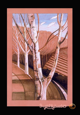 North East artist Ingrid Sylvestre Northeast art Durham Artist Ingrid Sylvestre Birches mixed media SOLD