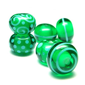 Green Lampwork Glass Beads