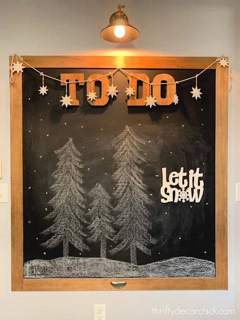 Huge chalkboard with Christmas trees