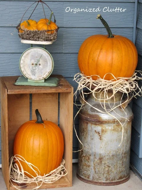 Outdoor Vignettes with Milk Cans www.organizedclutterqueen.blogspot.com