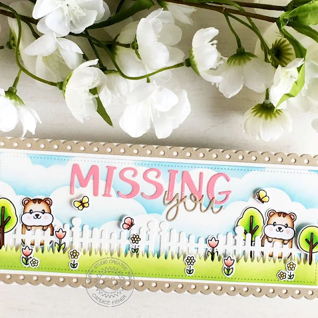 Sunny Studio Stamps: Chloe Alphabet Stamps Happy Hamsters Picket Fence Border Dies Card by Candice Fisher