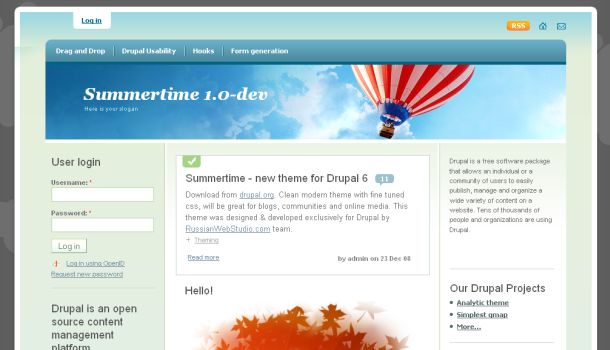 Summer Time Fresh Blue Drupal Theme