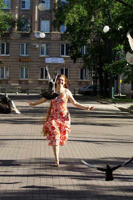 Rapunzel girl at street