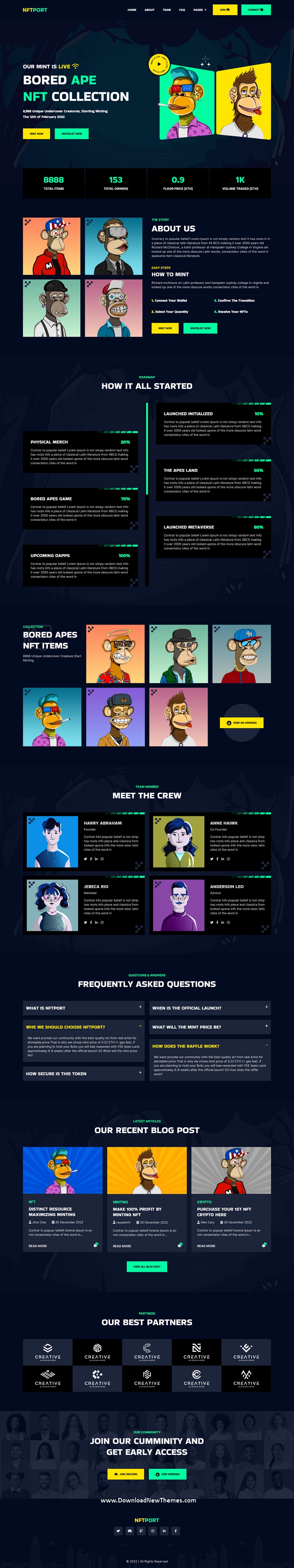 Nftport - NFT Minting/Collection Landing Page HTML5 Template Review