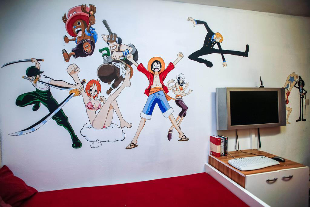 One Piece wall art in kids' room