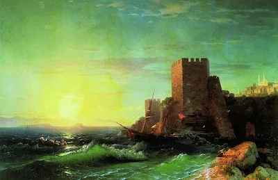 Towers on the cliff near the Bosphorus (1859) painting Ivan Aivazovsky