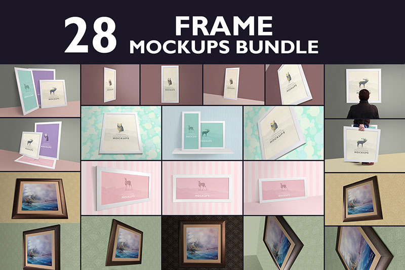 28 Poster Frame Mockup Bundle