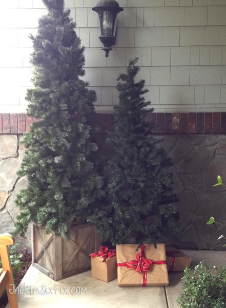 Christmas trees without tree skirts