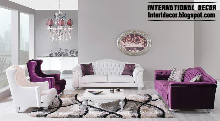 International living  room  ideas  with purple  furniture 2019