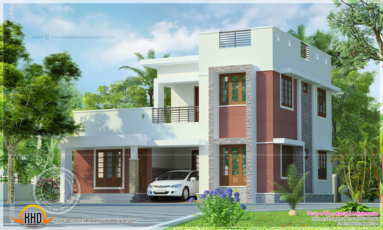 Simple flat roof house exterior | Home Kerala Plans