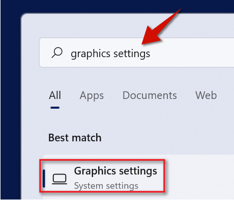 Choose graphics settings from the list