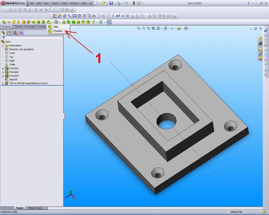 SOLIDWORKS DESIGN SIMPLE TUTORIAL: Add Chamfer