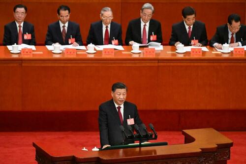 China’s President Xi Jinping delivers his speech to the party congress in Beijing.