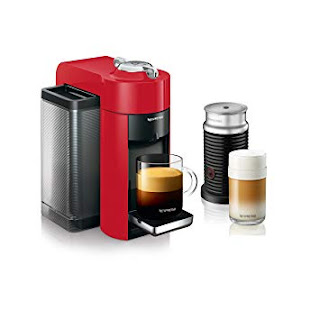 Nespresso Vertuo Evoluo Coffee and Espresso Machine with Aeroccino by De'Longhi, Red