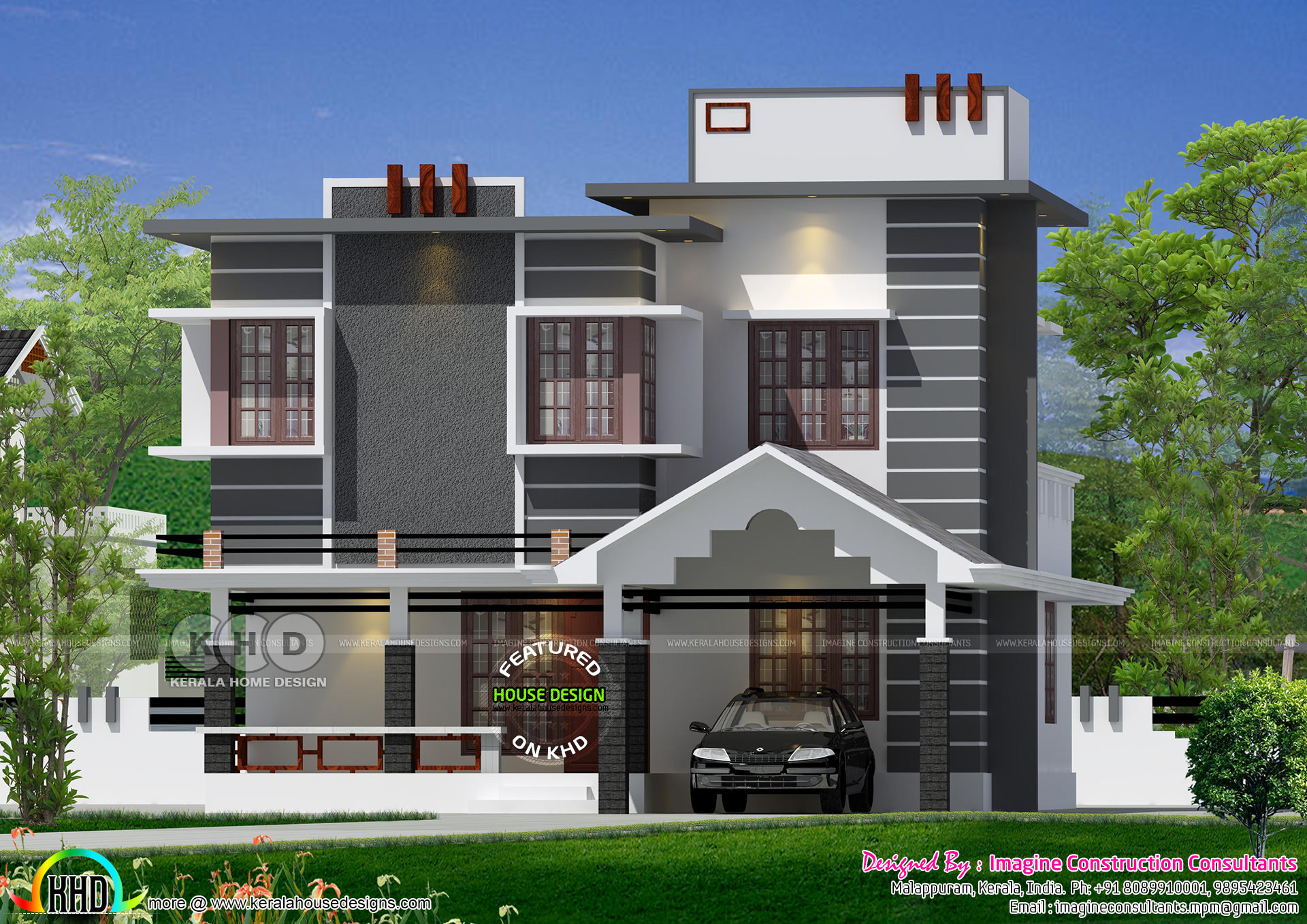 1590 sq ft iultrai imoderni villa plan Kerala ihomei idesigni 