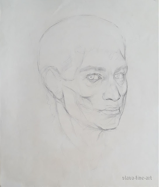 slava-fine-art 안영광 slava pencil on paper portrait of a man study drawing
