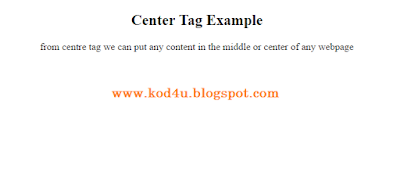 HTML Center Tag Example