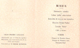 Menú del banquete de clausura del Torneo Internacional de Ajedrez Barcelona 1946