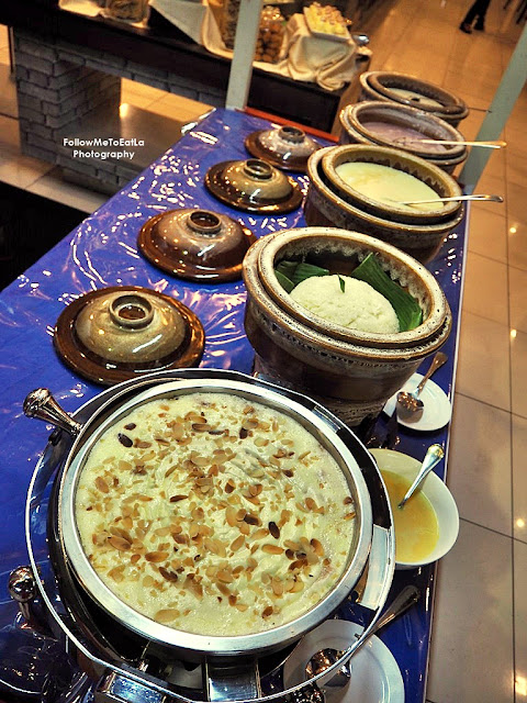 Bubur Cha Cha, Pengat Ubi, Bubur Kacang Hijau ,Serawa Durian, Pulut Hitam, Pengat Pisang, Bubur Kacang Merah, and Bubur Jagung.