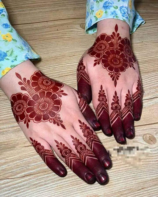Trendy red henna mendhi design
