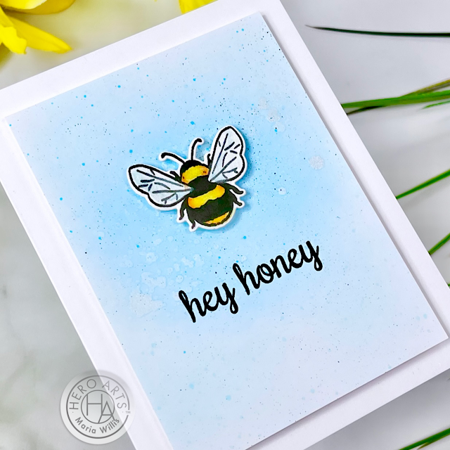 Cardbomb, Maria Willis,Hero Arts, stamp, stamping, cards, card making, handmade, bees, art, paper, paper craft, ink, diy, color, watercolor, die cutting, ink blending,