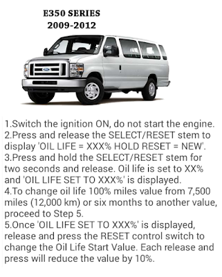 Complete Oil reset Guide for FORD Cars e350 series
