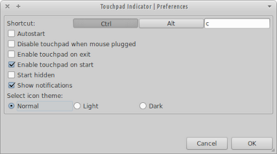 Touchpad-Indicator preferences