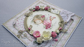 Pink, floral, girly card featuring a cute fairy (image by Wee Stamps)