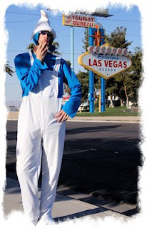 smurf costume on holiday in Las Vegas