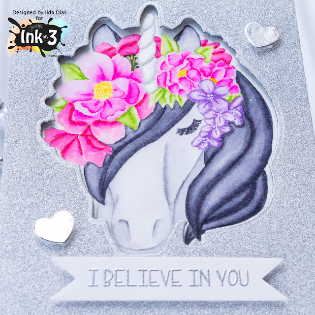 Magical Unicorn No Line Coloring Encouragement Card for Ink On 3 by ilovedoingallthingscrafty.com