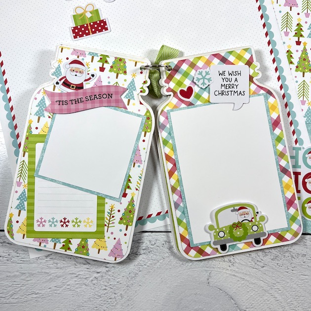 Mason Jar Shaped Christmas Scrapbook Album Pages with Santa